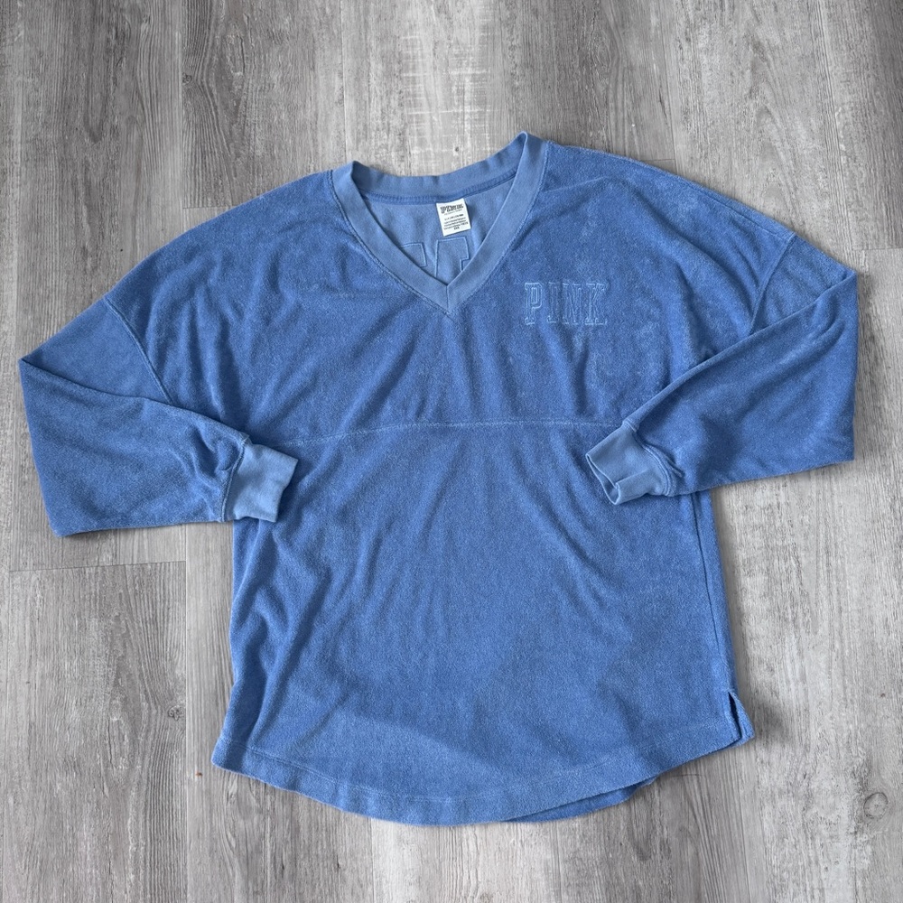 Victoria's Secret PINK Varsity Terry V Neck Sweatshirts - Picture 9 of 16